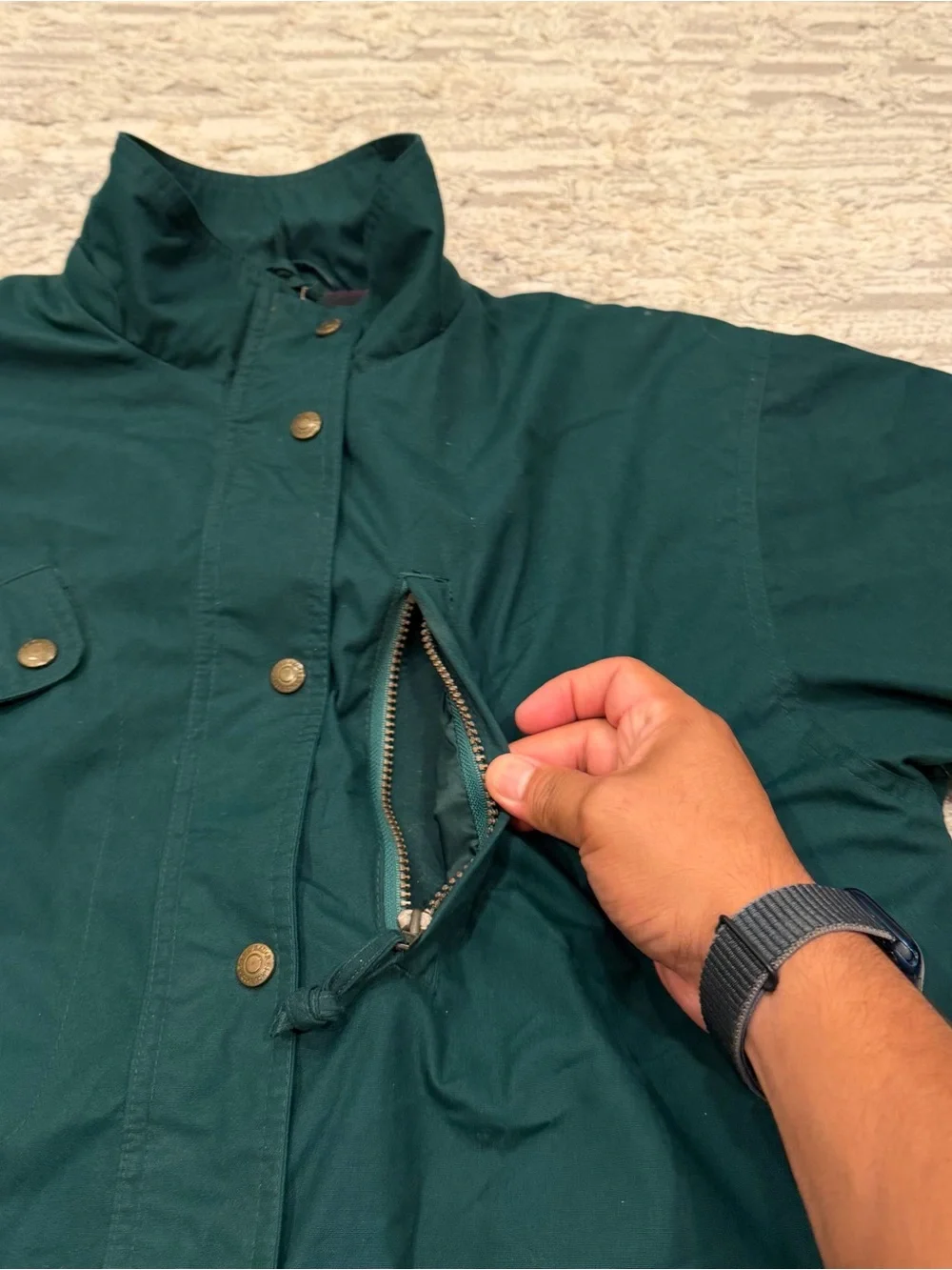 Vintage Eddie Bauer Wool Plaid Lined Chore Coat Men’s Medium Jacket Zip Button